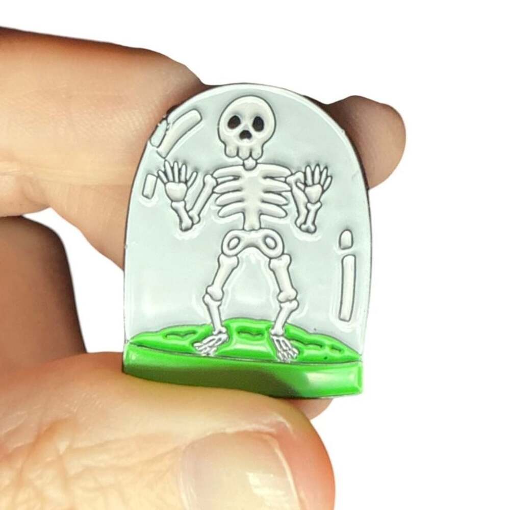 Skeleton Snow Globe Funny Halloween Gothic Metal Pin Badge Brooch Enamel